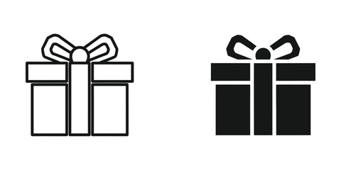 Naklejka premium Minimalist gift box with black and white bow ribbon