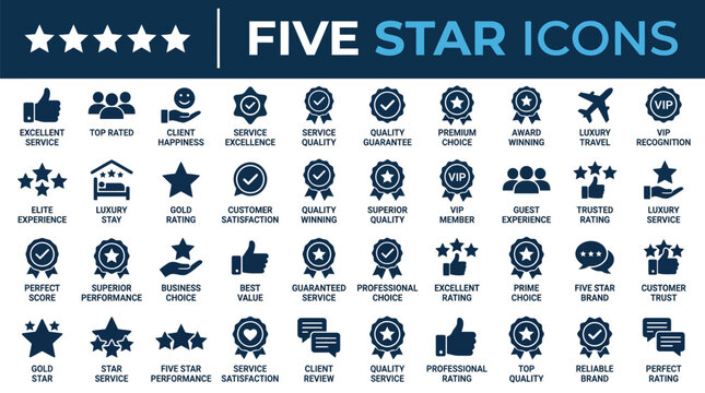 Stars represent customer feedback and quality service ratings.