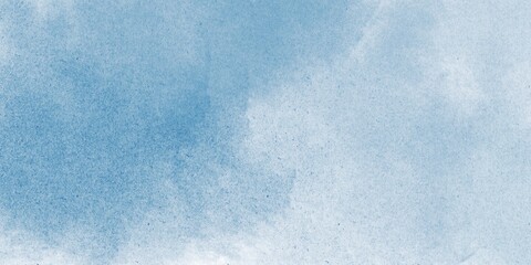 Obraz premium 画用紙に青色の水彩絵の具が染みて滲む、シンプルな背景イラスト