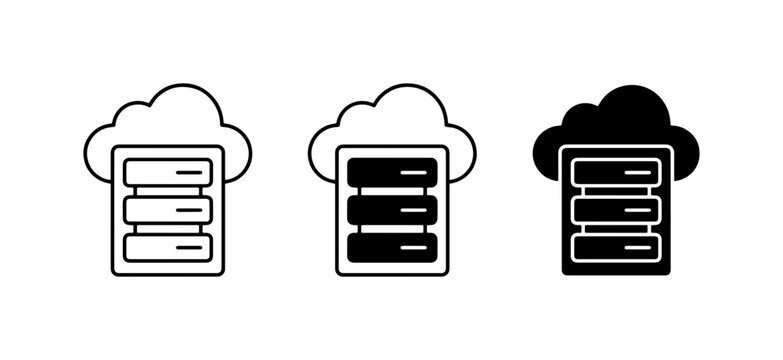 Cloud Server Icons, Data Storage Set, Network Technology Graphics, Digital Information Symbols