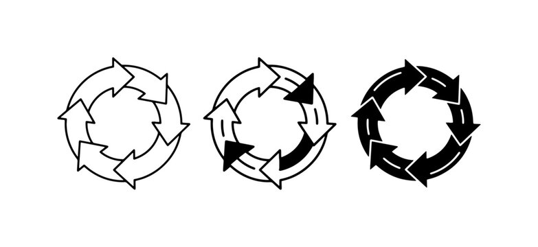 Circular Arrows Set, Refresh Cycle Icons, Repeat Process Graphics, Continuous Loop Symbols, Reloading Vector Elements