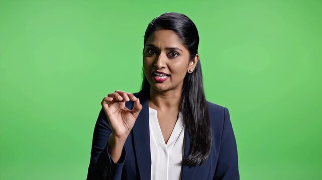 Professional Female News Reporter on Green Screen Background