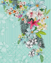 Vintage seamless floral pattern vector featuring summer garden flowers with colorful butterflies and birds on a nature background for spring wedding card decoration and wallpaper design