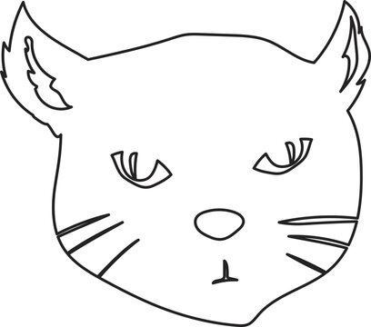 Mysterious Cat Face Outline for Witch Familiar Designs