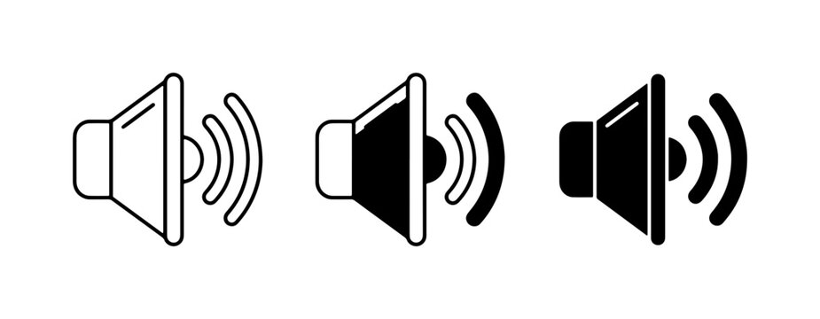 Speaker Volume Icons Set, Audio Sound Symbol Vector Graphics, Volume Control Interface Elements