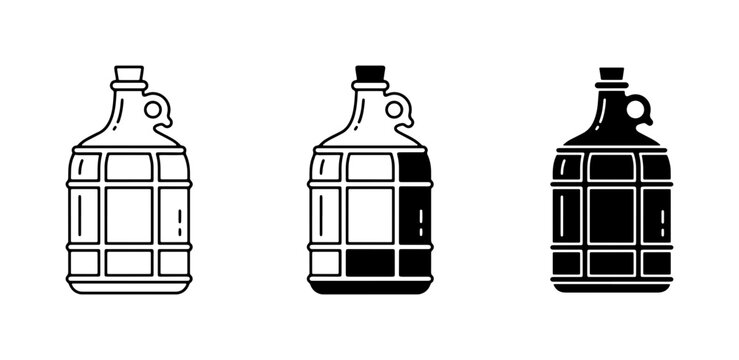 Glass Carboy Icons, Fermentation Jug Vector Set, Brewing Vessel Graphics, Homebrew Container Illustrations