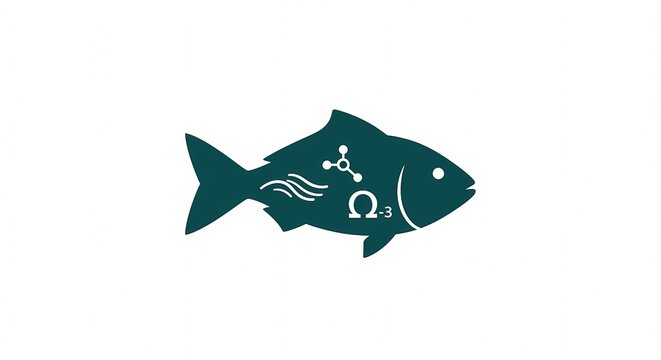 Abstract Fish Symbol with Scientific and Omega Elements.