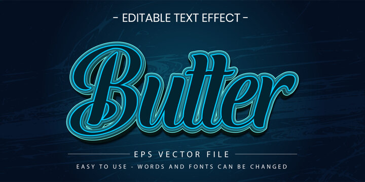 Blue Cursive 3D Text Effect Butter Graphic Design Template