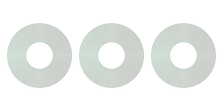 A minimalist abstract image featuring three overlapping navy blue concentric circles on a dark blue background.