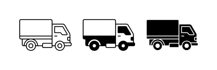 Fototapeta premium Delivery Truck Icons Set, Freight Vehicle Graphics, Logistics Transport Symbols, Shipping Van Illustrations, Cargo Automobile Art