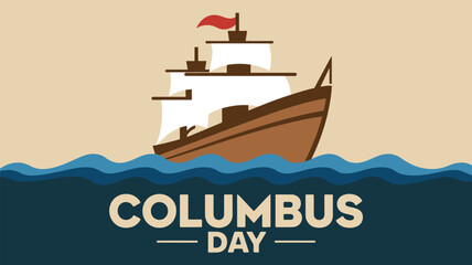 A vintage style illustration of a sailing ship for columbus day celebration © Outline Icon Set