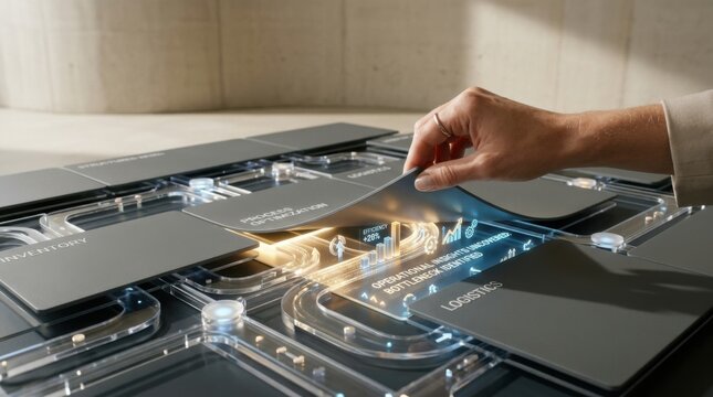 Person touching a glass piece to represent business visibility optimization and the importance of clarity in strategy