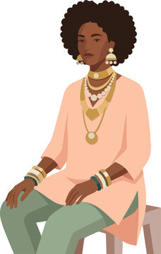 Woman Wearing Traditional Indian Attire and Jewelry