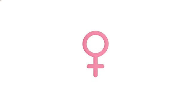 A single Venus symbol represents femininity and womanhood, against a white background.