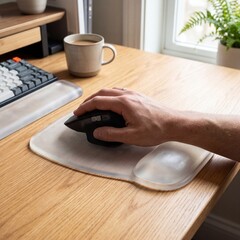 Fototapeta premium Ergonomic gel wrist rest for sensory comfort at work desk