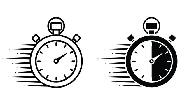 Running Stopwatch Icons Fast Time Measurement Vector
