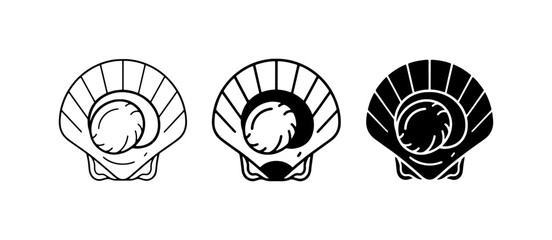Scallop Shell Icons, Seafood Vector Graphics, Marine Life Illustrations, Ocean Bivalve Symbols, Culinary Ingredient Art © Fahim