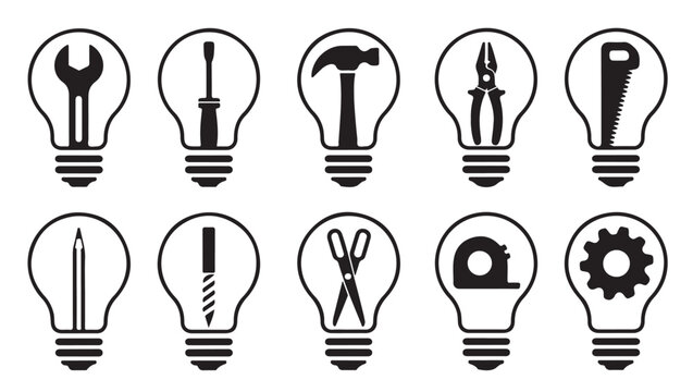 Environmental recycling symbols and diverse garbage bin icons for green lifestyle design.