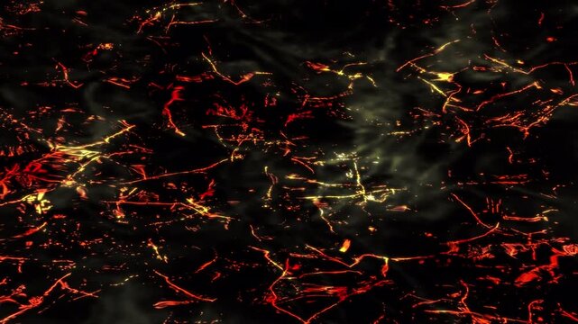 Molten lava texture with glowing red cracks, volcanic magma flowing surface, dark basalt stone with fiery orange heat veins isolated on Transparent Background