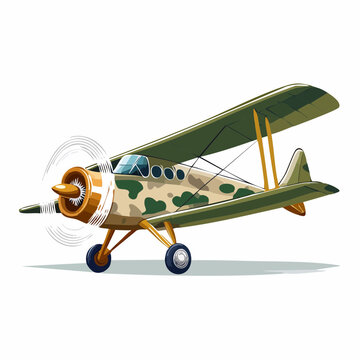 Vintage Biplane with Camouflage Pattern