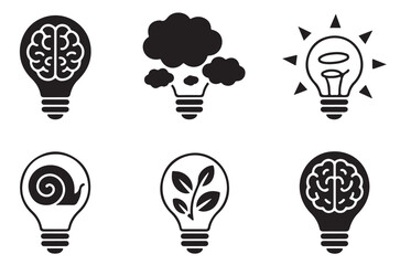 Set of conceptual lightbulb icons, various designs for idea, innovation, and creativity concepts. © MDNAZMUL