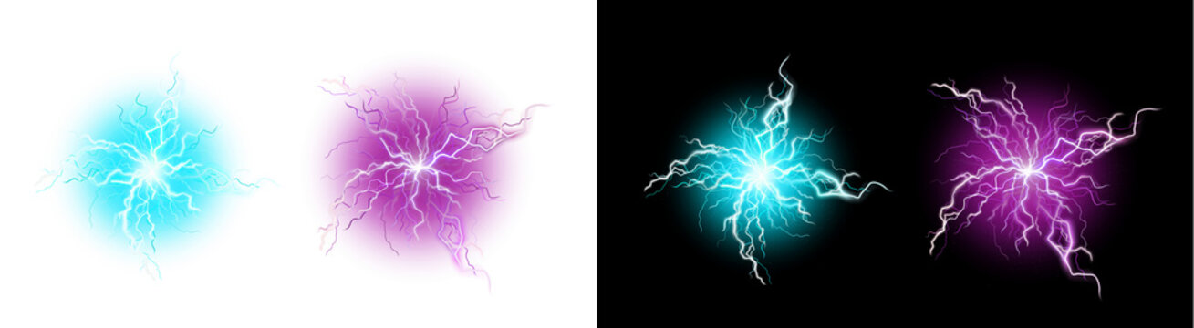 PNG&nbsp; image of&nbsp;Vibrant electrical lightning spheres on transparent background