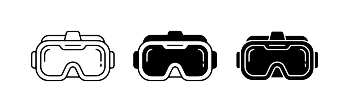 Virtual Reality Headset Icons, VR Goggles Set, Immersive Technology Graphics, Digital Entertainment Symbols