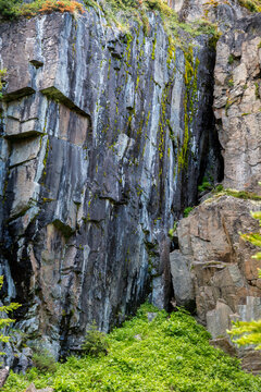 Canada, BC, Cathedral Provincial Park.  Sheer rock faces in the alpine of the Cascade Mountains