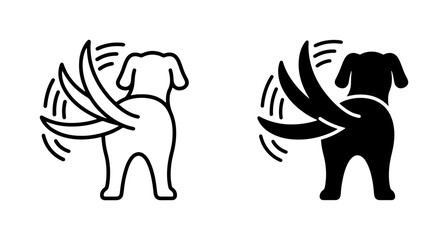 Fototapeta premium Happy Dog Tail Wagging Icon Set, Playful Canine Motion Vector Graphics, Joyful Pet Movement Symbols