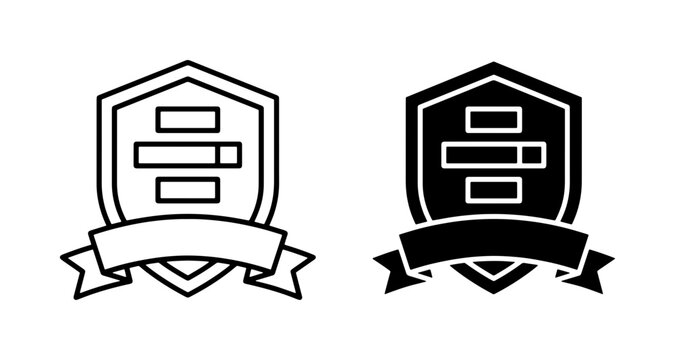 Award Badge Vector Icons, Shield Emblem with Ribbon, Achievement Symbol, Recognition Graphic, Quality Seal, Certification Mark, Success Emblem