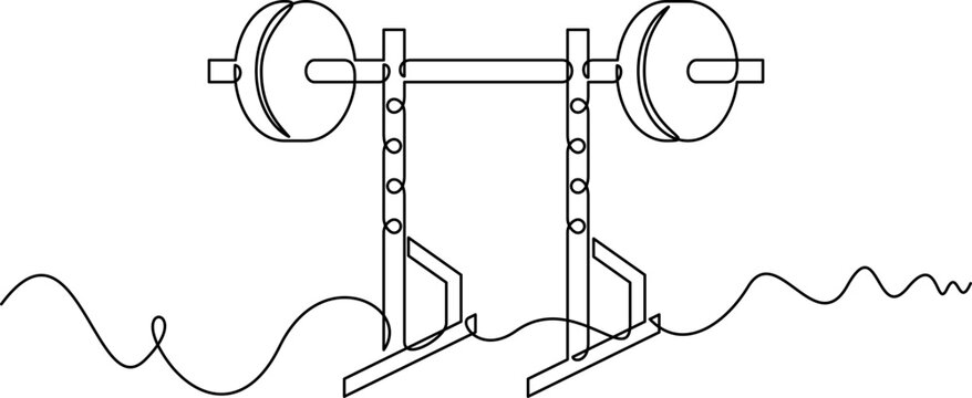 one line art Squat Rack vector illustration. line art, one continuous line, simple, hand drawn and sketch style. for icons, symbols, signs or logos. PNG