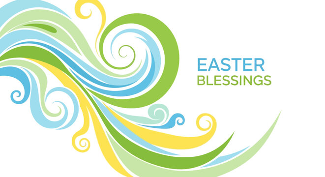 Easter blessings colorful swirly design with text