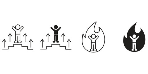 Obraz premium Growth and success line icons collection. Big UI icon set in a flat design. 