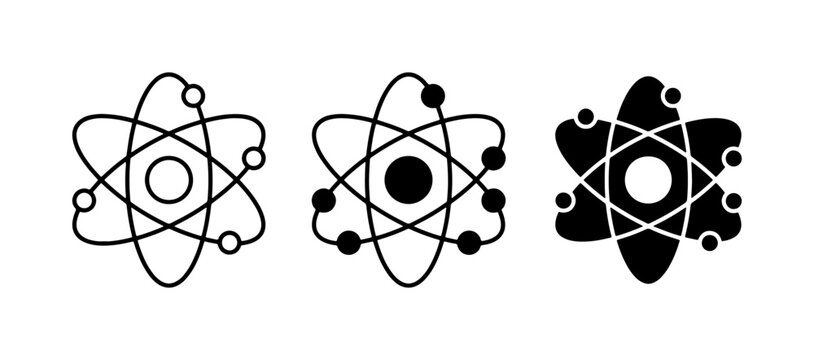 Atomic Structure Icons, Atom Symbol Variations, Science and Research Graphics