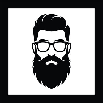 Bearded man with glasses illustration, a stylized portrait of a man with a beard and glasses, perfect for graphic design projects