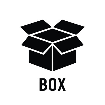 Open cardboard box silhouette on a white background simple black vector graphic high quality professional detailed modern elegant stylish clean