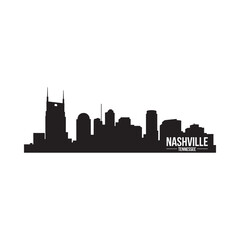 Naklejka premium nashville skyline silhouette with city name on white background