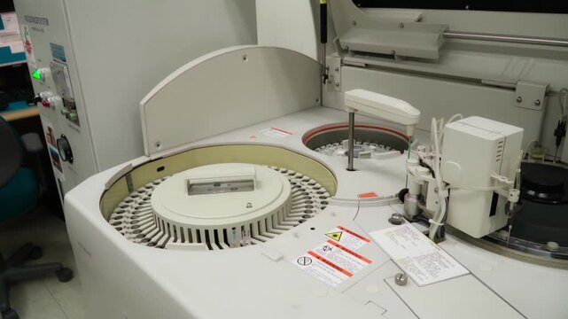 Selective focus of laboratory equipment being set in well supplied hospital