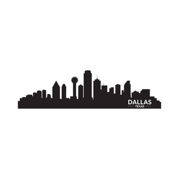 dallas skyline silhouette on white background with city name