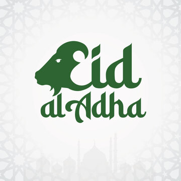 Eid al Adha logotype with Goat head Silhouette