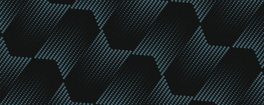 Seamless halftone hexagon shape dot pattern vector, Geometric Halftone Abstract pattern for Fabric and textile printing, sport jersey texture, wrapping paper, backdrops and packaging