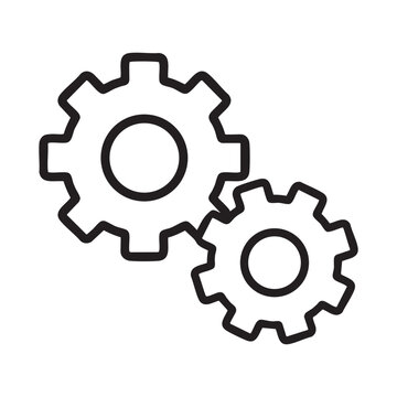 Interlocking gears icon for mechanics or engineering