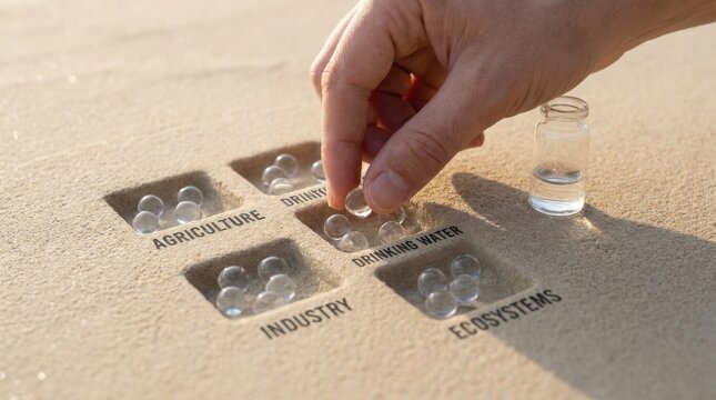 Person carefully placing a glass object into the sand with intentionality and purpose at a beach setting