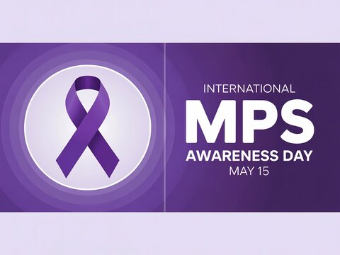 International mps awareness day design with purple ribbon