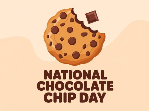 National chocolate chip day vector illustration with a delicious cookie and chocolate square