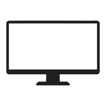 Computer monitor icon with black outline on white background