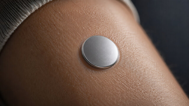 Close up of Bio-Sensor Patch on Human Arm