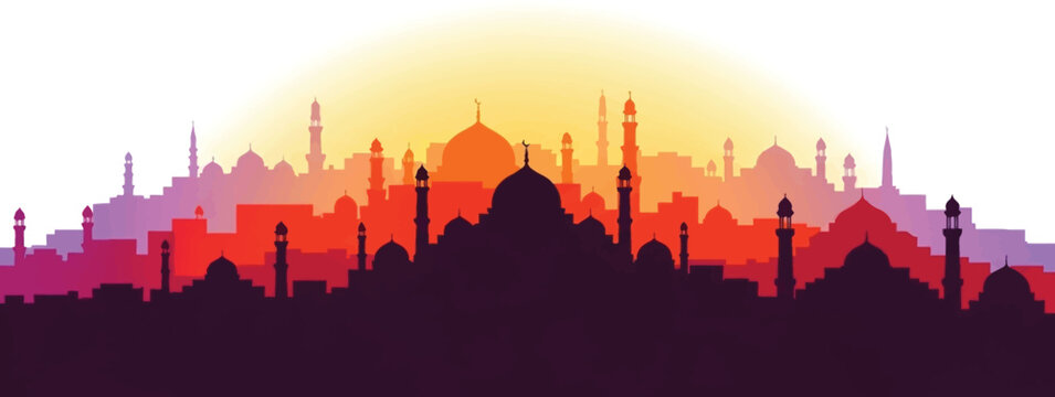 Silhouette of a Famous Indian Mosque.