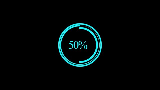 loading animation, circle loading icon. 4K Progress Bar Animation. progress loading bar 0-100 percent on transparent
