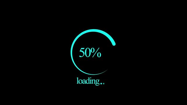 loading animation, circle loading icon. 4K Progress Bar Animation. progress loading bar 0-100 percent on transparent